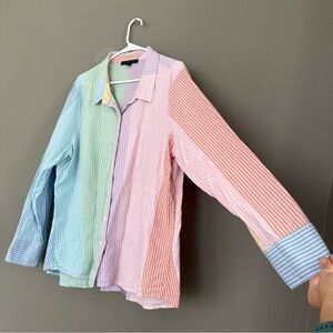 Tommy Hilfiger Blue and Green Button Down Shirt